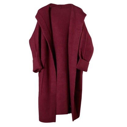 Plus Size Mulberry Loose Pockets Herbst Kapuzenpullover mit langen Ärmeln