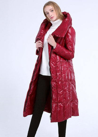 Plus Size Mulberry Slim Fit Winter-Daunenjacke mit Kapuze und Taschen