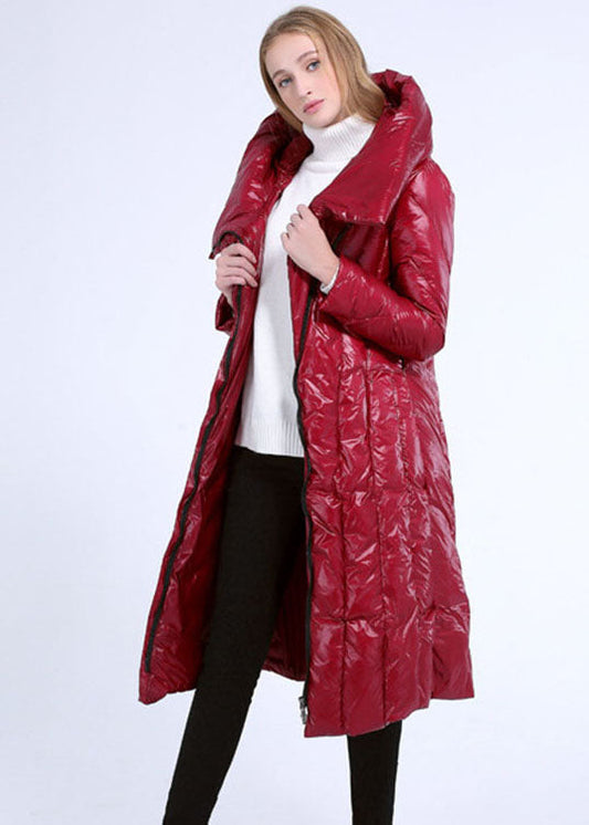 Plus Size Mulberry Slim Fit Winter-Daunenjacke mit Kapuze und Taschen