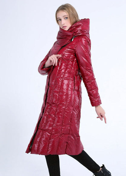 Plus Size Mulberry Slim Fit Winter-Daunenjacke mit Kapuze und Taschen