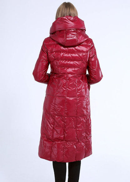 Plus Size Mulberry Slim Fit Winter-Daunenjacke mit Kapuze und Taschen