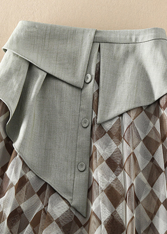 Plus Size Natürliche hohe Taille Tüll Plaid Röcke Frühling