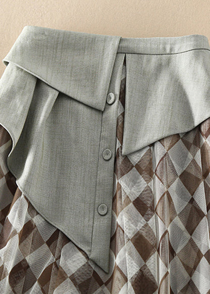 Plus Size Natürliche hohe Taille Tüll Plaid Röcke Frühling