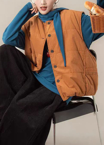 Chalecos de invierno gruesos y finos de algodón de talla grande en color naranja