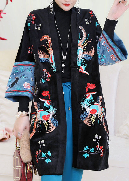 Plus Size Rosa Orientalischer Samt Warme Wintermäntel