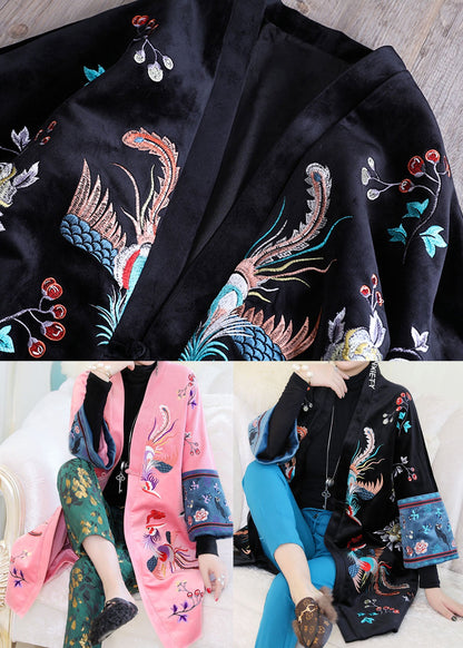 Plus Size Rosa Orientalischer Samt Warme Wintermäntel