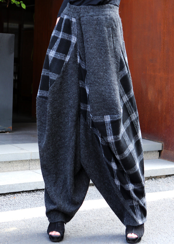 Plus Size Plaid Patchwork Elastische Taille Laterne Hosen Herbst