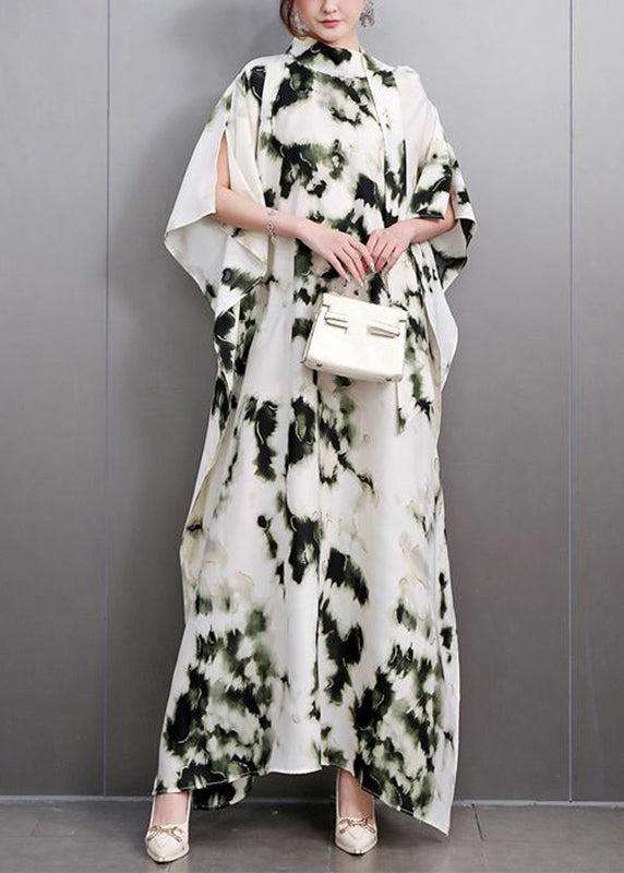 Plus Size Print Long Dresses Batwing Sleeve