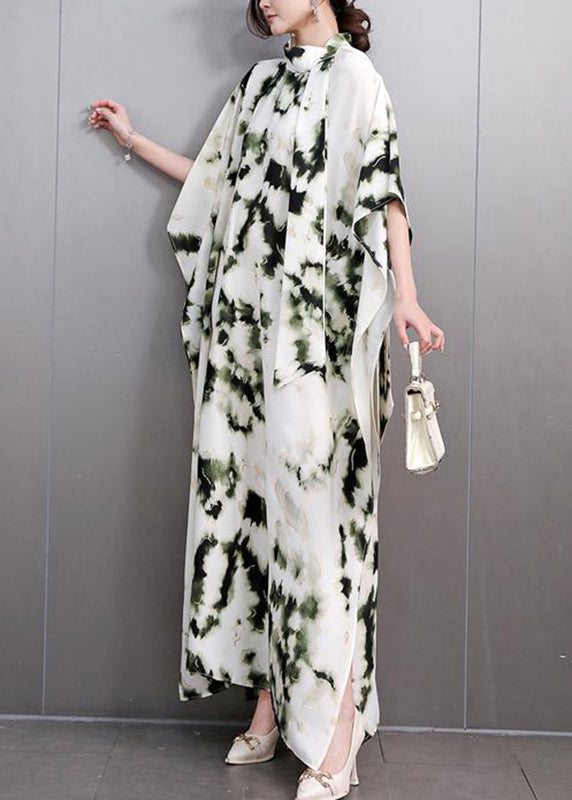 Plus Size Print Long Dresses Batwing Sleeve