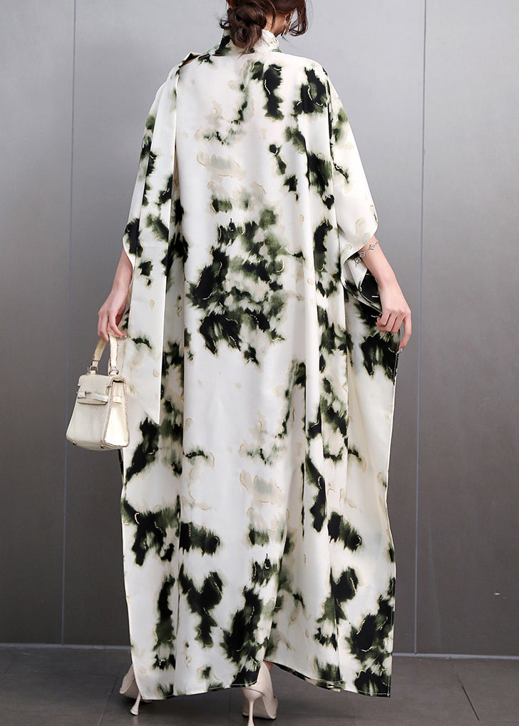 Plus Size Print Long Dresses Batwing Sleeve