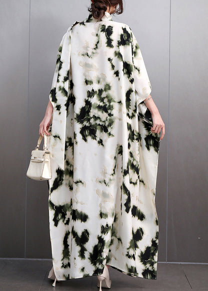 Plus Size Print Long Dresses Batwing Sleeve