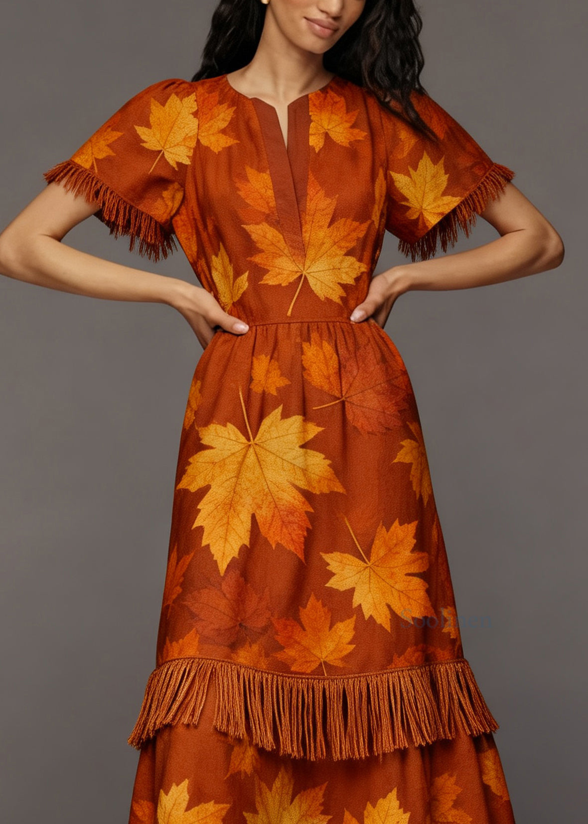 Plus Size Print Tasseled Patchwork Cotton Maxi Dresses Summer
