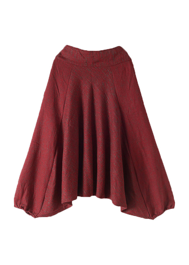 Plus Size Roter Aufdruck Hohe Taille Dicke Hose mit weitem Bein Herbst