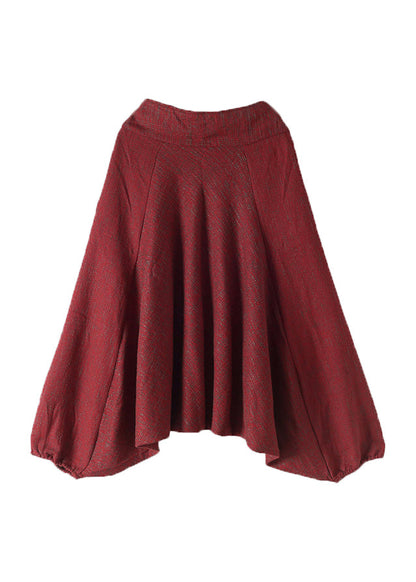 Plus Size Roter Aufdruck Hohe Taille Dicke Hose mit weitem Bein Herbst