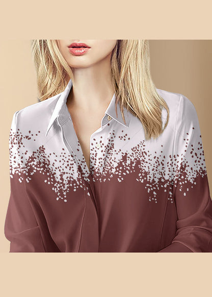 Plus Size Hemd mit Peter-Pan-Kragen und langen Ärmeln in Rot