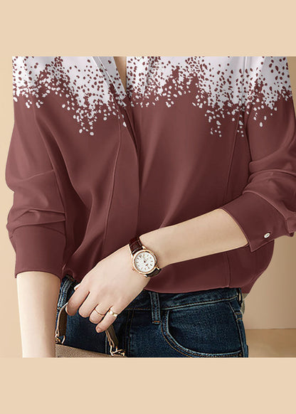 Plus Size Hemd mit Peter-Pan-Kragen und langen Ärmeln in Rot