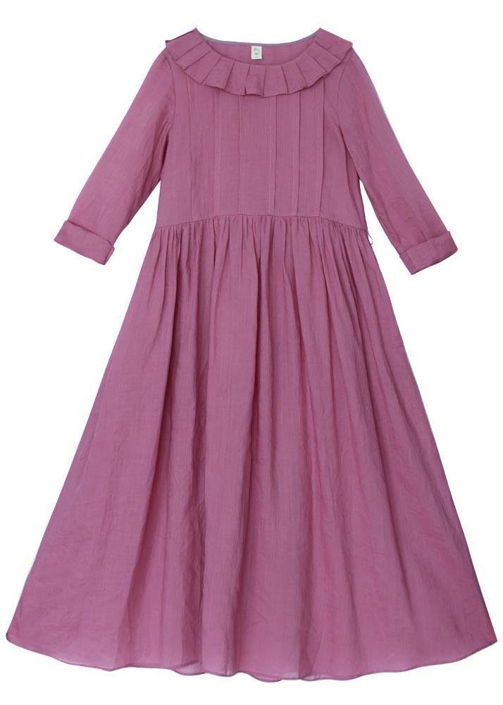 Plus Size Rose Ruffles Cinched Party Summer Linen Dress - SooLinen