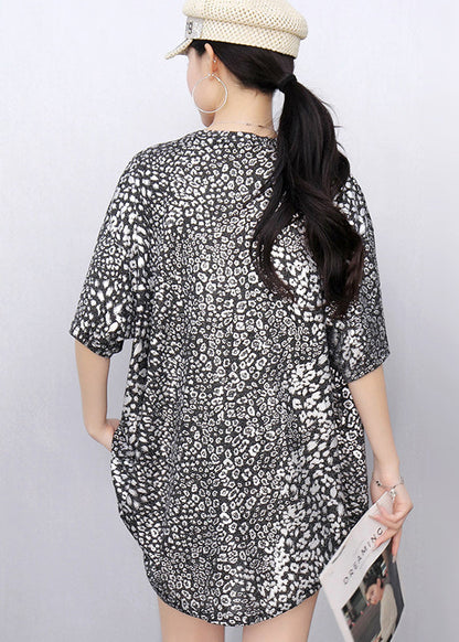 Plus Size Silvery Oversized Leopard Print Tanks Summer
