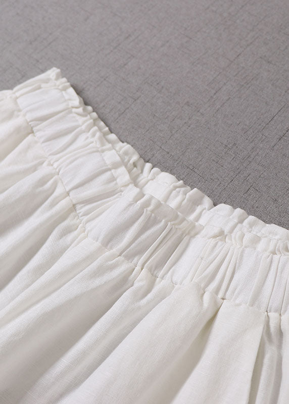 Plus Size Style Weiße Rüschen Patchwork Hose Frühling