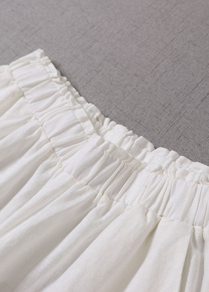 Plus Size Style Weiße Rüschen Patchwork Hose Frühling