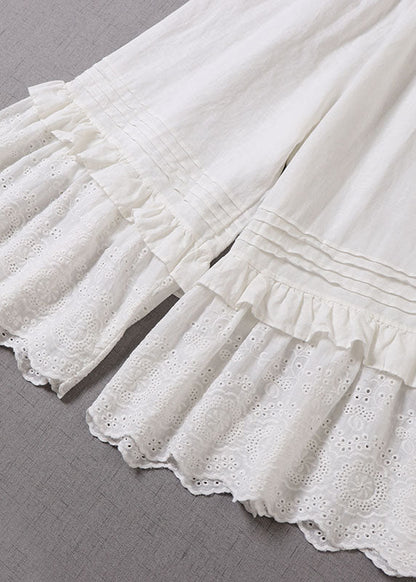 Plus Size Style Weiße Rüschen Patchwork Hose Frühling