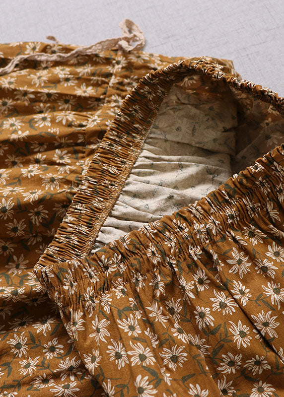 Plus Size Einzigartiger gelber Patchwork-Print-Rock für den Winter