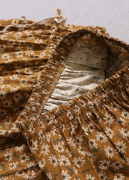 Plus Size Einzigartiger gelber Patchwork-Print-Rock für den Winter