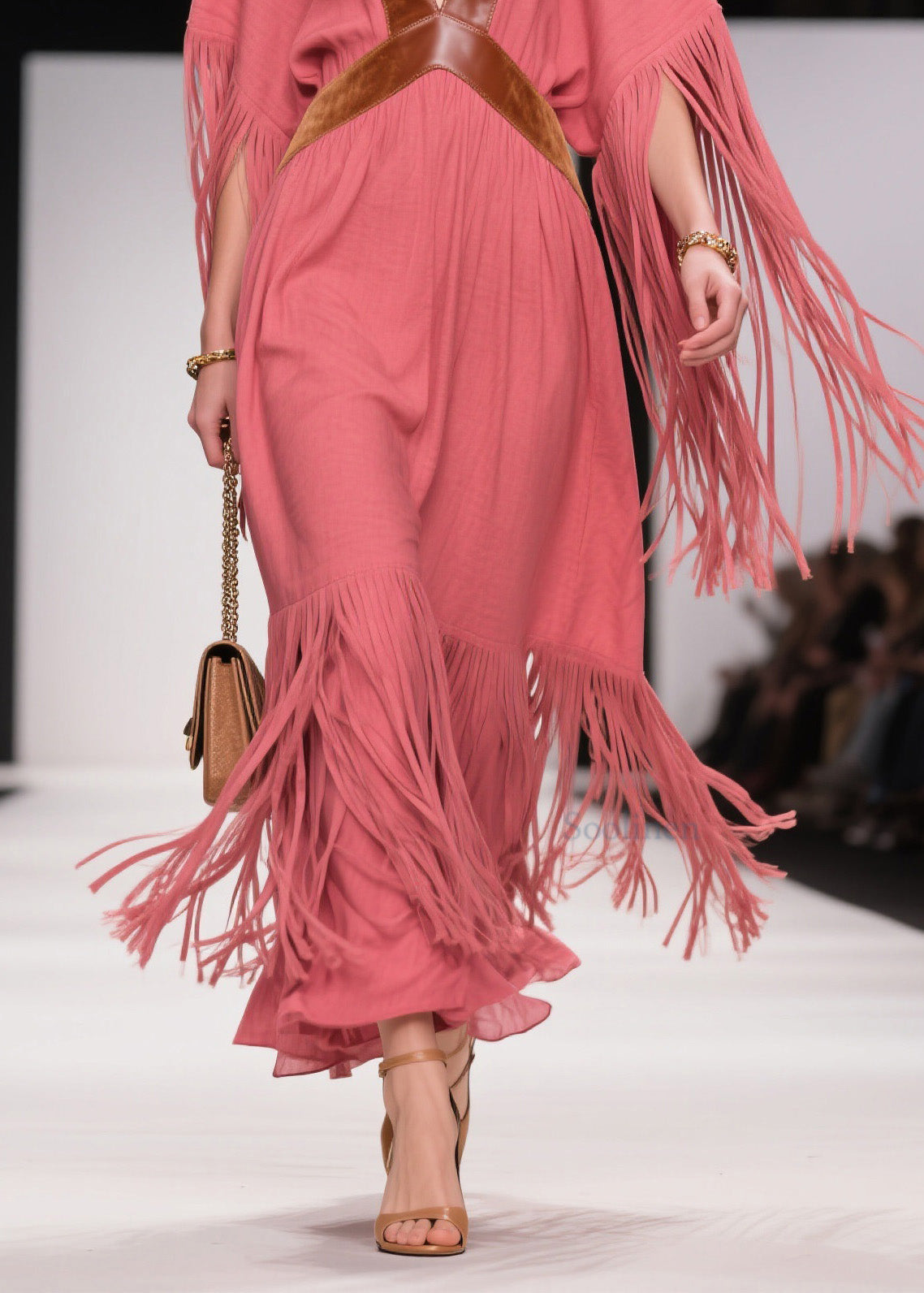 Plus Size V Neck Tassel Patchwork Cotton Dress Summer
