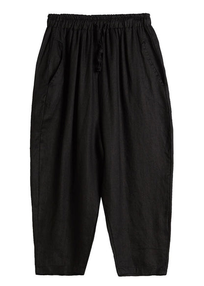 Plus Größe Weiß Cinched Casual Leinen Hosen Hosen Frühling