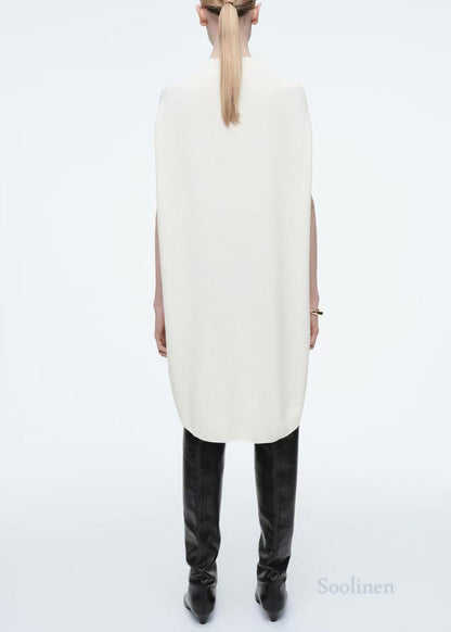 Plus Size White Oversized Knit Dresses Batwing Sleeve