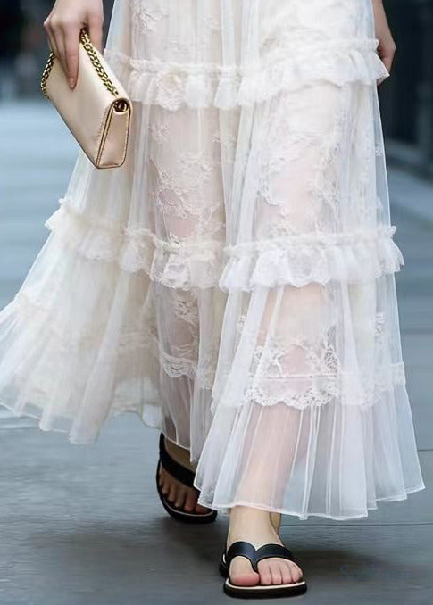 Plus Size White Oversized Patchwork Exra Large Hem Tulle Skirts Spring