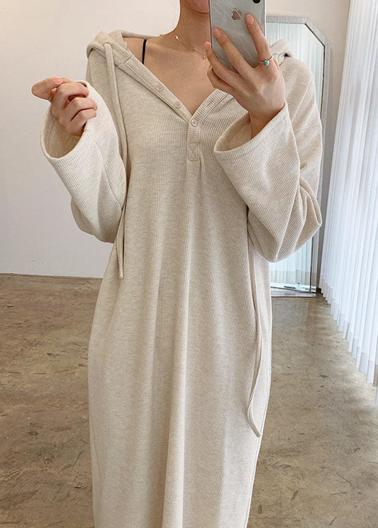 Plus Size Weiße Kleider mit Kordelzug und Knöpfen Frühling