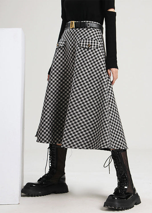 Plus Größe Frauen Plaid Taschen Patchwork Rock Frühling