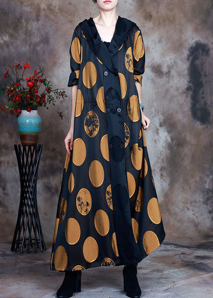 Plus Size Gelber Mantel mit Kapuze und Kordelzug Frühling