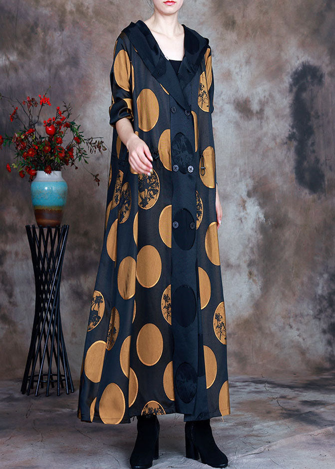 Plus Size Gelber Mantel mit Kapuze und Kordelzug Frühling