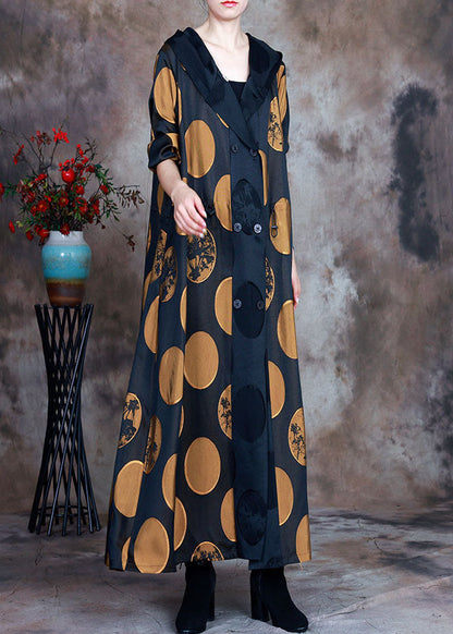 Plus Size Gelber Mantel mit Kapuze und Kordelzug Frühling