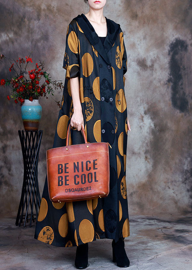 Plus Size Gelber Mantel mit Kapuze und Kordelzug Frühling