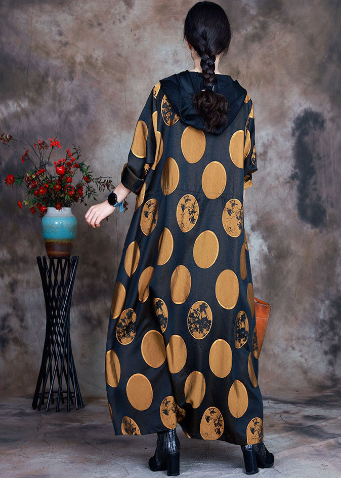 Plus Size Gelber Mantel mit Kapuze und Kordelzug Frühling