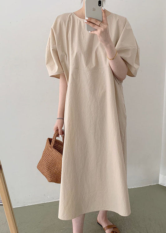 Plus Size Gelbes Patchwork-Baumwollkleid mit Rundhalsausschnitt