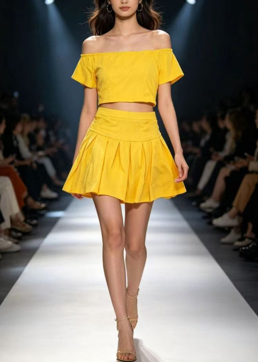 Plus Size Yellow Patchwork T Shirt And Shorts Two Pieces Set Summer
