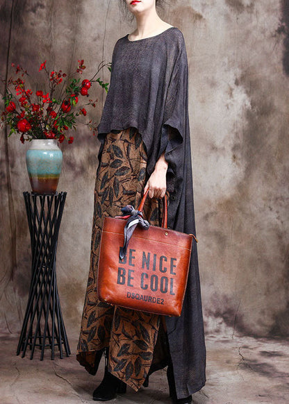 Plus Size Gelb Print Patchwork Herbst Lange Kleider