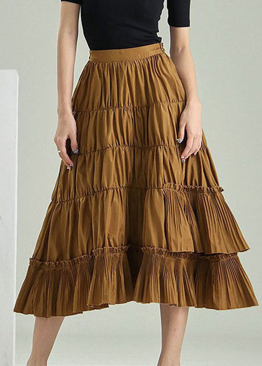 Plus Size Gelbe zerknitterte Zip Up Patchwork Röcke Frühling