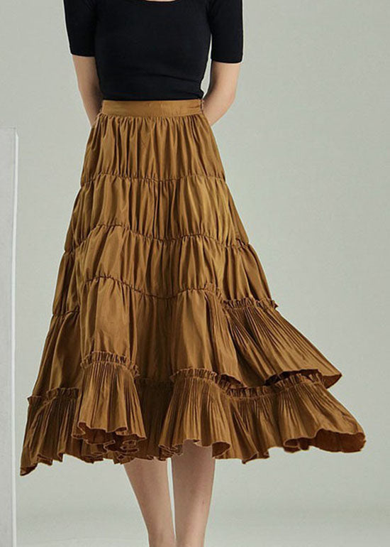 Plus Size Gelbe zerknitterte Zip Up Patchwork Röcke Frühling