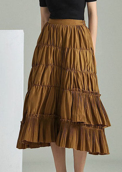 Plus Size Gelbe zerknitterte Zip Up Patchwork Röcke Frühling