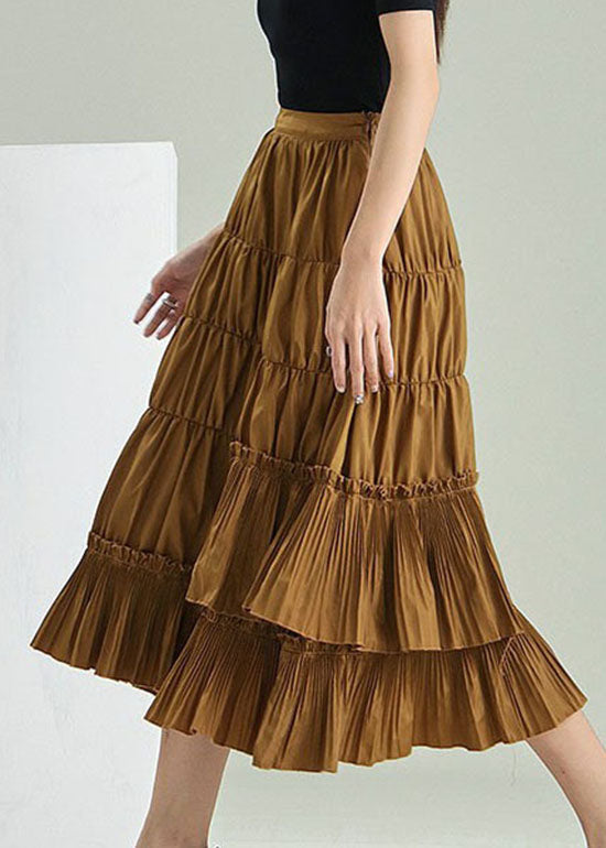 Plus Size Gelbe zerknitterte Zip Up Patchwork Röcke Frühling