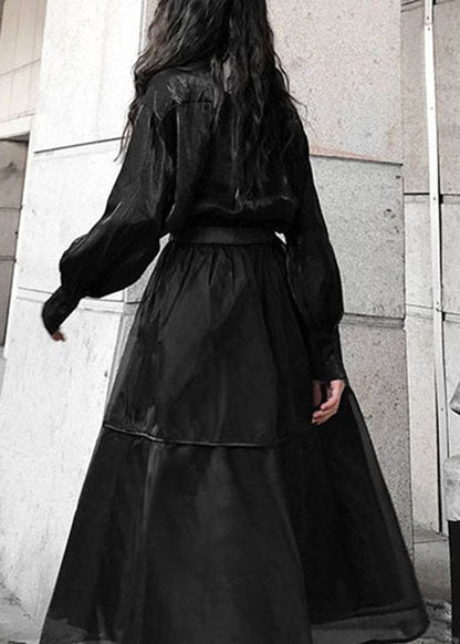 Plus Size schwarze Tüll A-Linie Röcke Frühling