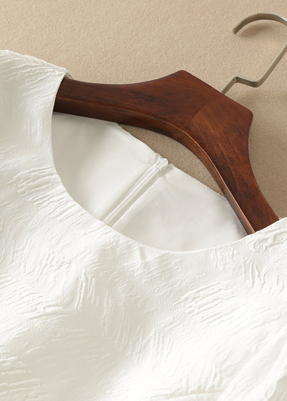 Plus Size DIY Weißes Reißverschluss-Schleifenkleid mit kurzen Ärmeln