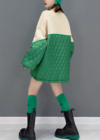 Plus Größe Grün Rollkragen Feine Baumwolle Gefüllt Urlaub Kleider Frühling