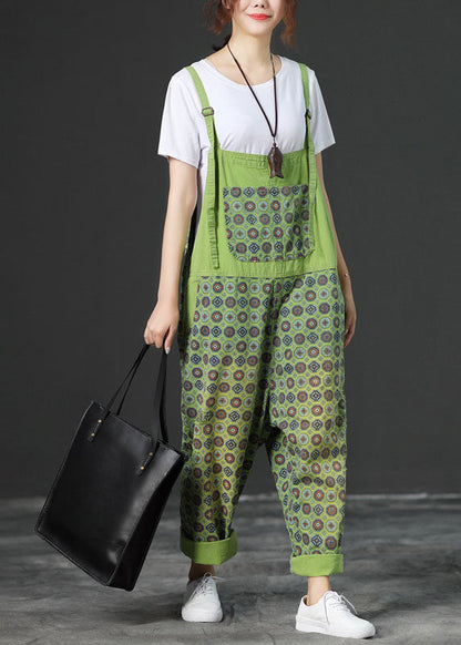 Plus Size Grüner Jumpsuit mit weitem Bein Frühling
