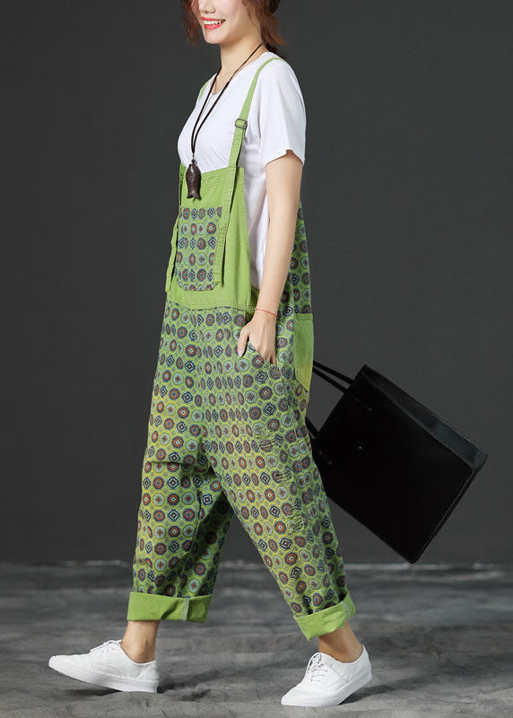 Plus Size Grüner Jumpsuit mit weitem Bein Frühling